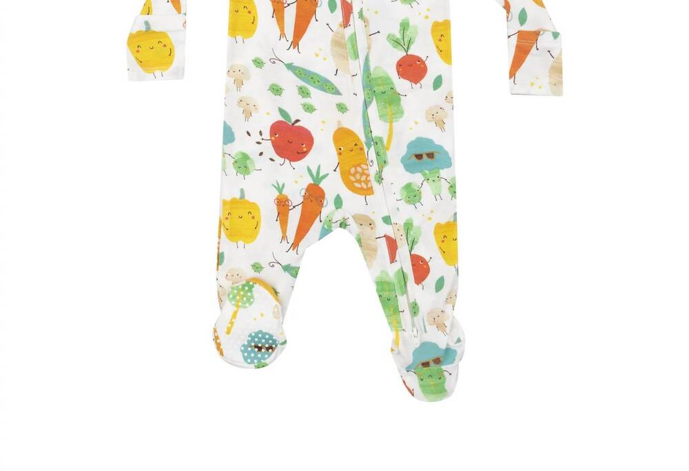 NEW ANGEL DEAR kid's fall veggies 2 way zipper footie in green